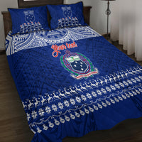 Personalised Toa Samoa Christmas Quilt Bed Set Samoa Siva Tau Manuia Le Kerisimasi Blue Vibe LT9 - Polynesian Pride