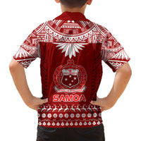 Toa Samoa Christmas Family Matching Off Shoulder Maxi Dress and Hawaiian Shirt Samoa Siva Tau Manuia Le Kerisimasi Red Vibe LT9 - Polynesian Pride