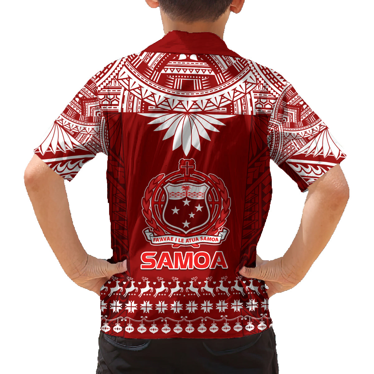 Toa Samoa Christmas Family Matching Puletasi Dress and Hawaiian Shirt Samoa Siva Tau Manuia Le Kerisimasi Red Vibe LT9 - Polynesian Pride