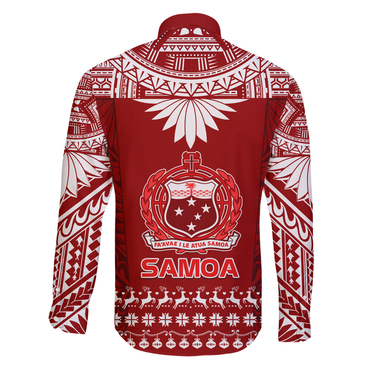 Toa Samoa Christmas Family Matching Short Sleeve Bodycon Dress and Hawaiian Shirt Samoa Siva Tau Manuia Le Kerisimasi Red Vibe LT9 - Polynesian Pride
