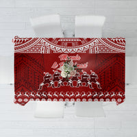 Toa Samoa Christmas Tablecloth Samoa Siva Tau Manuia Le Kerisimasi Red Vibe LT9 Red - Polynesian Pride