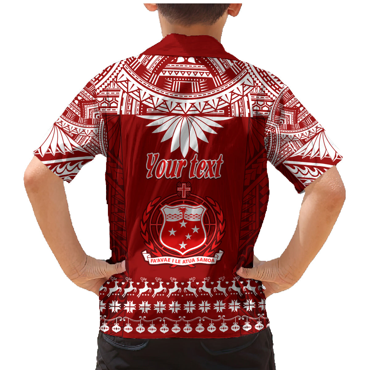Personalised Toa Samoa Christmas Family Matching Mermaid Dress and Hawaiian Shirt Samoa Siva Tau Manuia Le Kerisimasi Red Vibe LT9 - Polynesian Pride