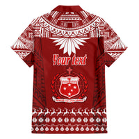 Personalised Toa Samoa Christmas Family Matching Off Shoulder Maxi Dress and Hawaiian Shirt Samoa Siva Tau Manuia Le Kerisimasi Red Vibe LT9 - Polynesian Pride