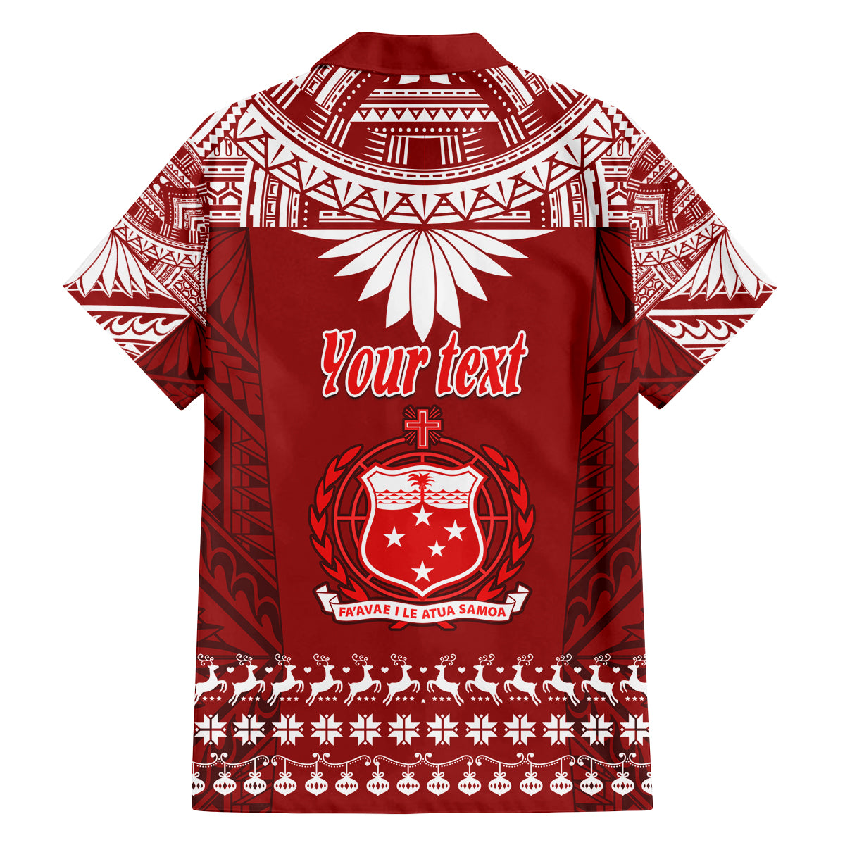 Personalised Toa Samoa Christmas Family Matching Off Shoulder Short Dress and Hawaiian Shirt Samoa Siva Tau Manuia Le Kerisimasi Red Vibe LT9 - Polynesian Pride