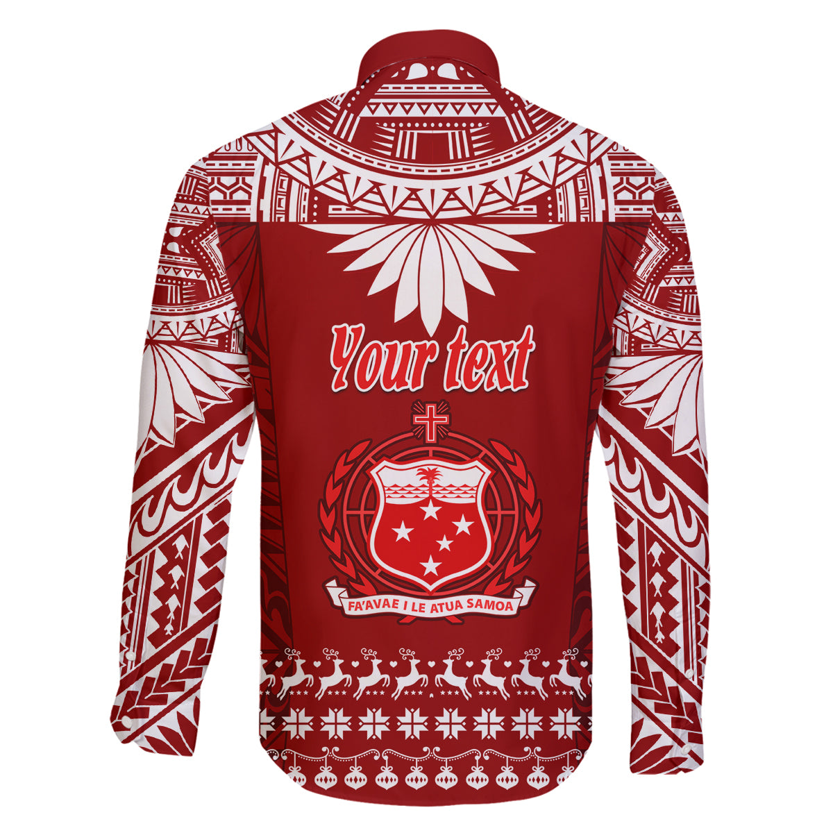Personalised Toa Samoa Christmas Family Matching Off Shoulder Short Dress and Hawaiian Shirt Samoa Siva Tau Manuia Le Kerisimasi Red Vibe LT9 - Polynesian Pride