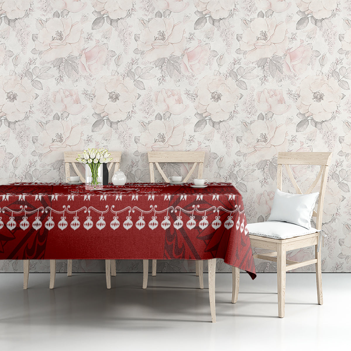 Personalised Toa Samoa Christmas Tablecloth Samoa Siva Tau Manuia Le Kerisimasi Red Vibe LT9 - Polynesian Pride