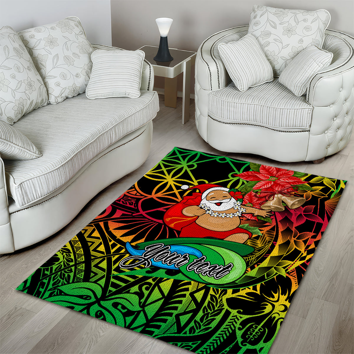 Personalised Vanuatu Joyeux Noel Area Rug Christmas Santas God Yumi LT9 - Polynesian Pride