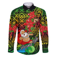 Personalised Vanuatu Joyeux Noel Family Matching Mermaid Dress and Hawaiian Shirt Christmas Santas God Yumi LT9 Dad's Shirt - Long Sleeve Reggae - Polynesian Pride