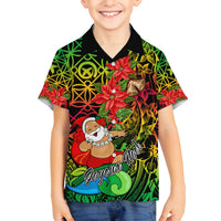 Personalised Vanuatu Joyeux Noel Family Matching Tank Maxi Dress and Hawaiian Shirt Christmas Santas God Yumi LT9 Son's Shirt Reggae - Polynesian Pride