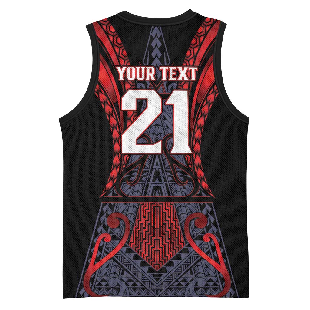 Custom New Zealand Basketball Jersey Maori Kiwiana Pattern Tukutuku Motif LT9 - Polynesian Pride