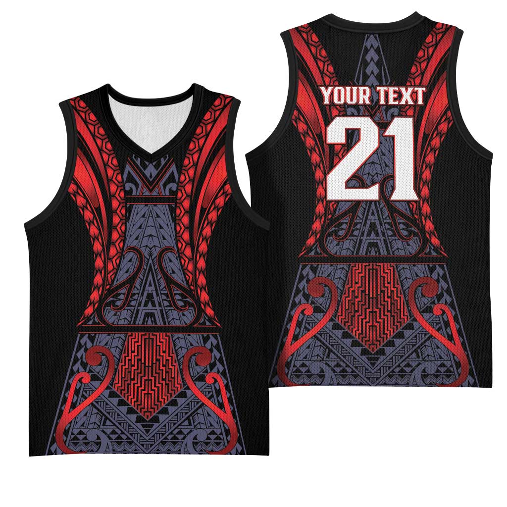 Custom New Zealand Basketball Jersey Maori Kiwiana Pattern Tukutuku Motif LT9 - Polynesian Pride