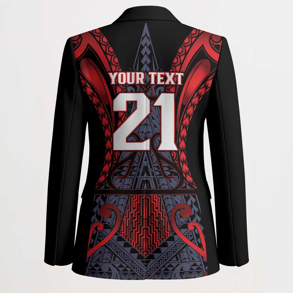 Custom New Zealand Blazer Maori Kiwiana Pattern Tukutuku Motif
