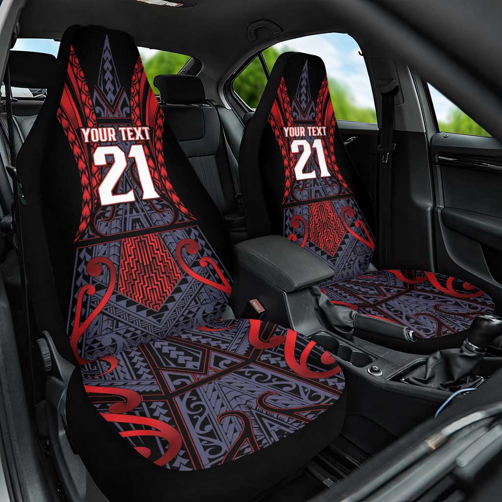 Custom New Zealand Car Seat Cover Maori Kiwiana Pattern Tukutuku Motif LT9 One Size Red - Polynesian Pride