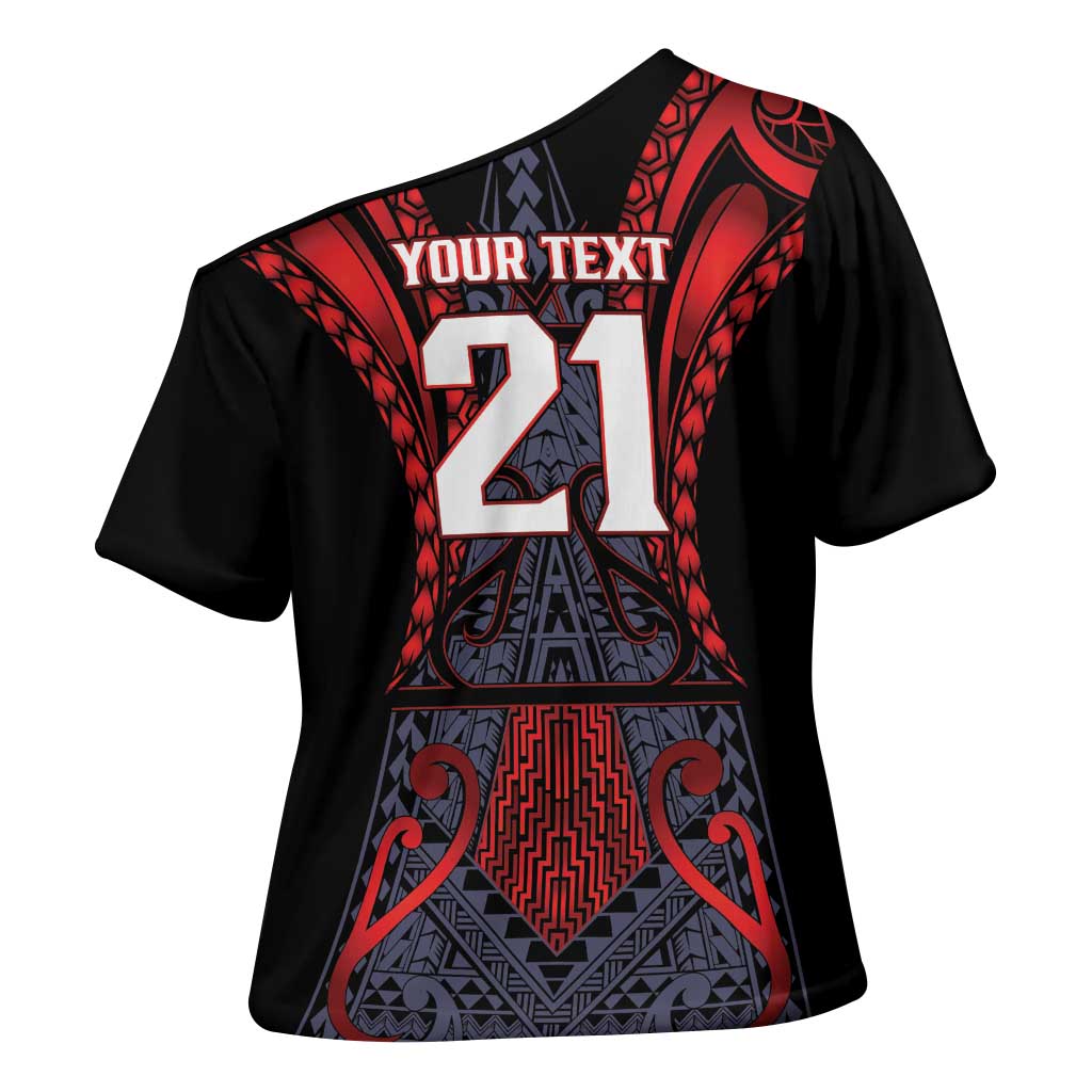 Custom New Zealand Cross Shoulder Shirt Maori Kiwiana Pattern Tukutuku Motif LT9 - Polynesian Pride