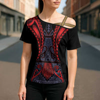 Custom New Zealand Cross Shoulder Shirt Maori Kiwiana Pattern Tukutuku Motif LT9 - Polynesian Pride