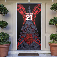 Custom New Zealand Door Cover Maori Kiwiana Pattern Tukutuku Motif LT9 Red - Polynesian Pride