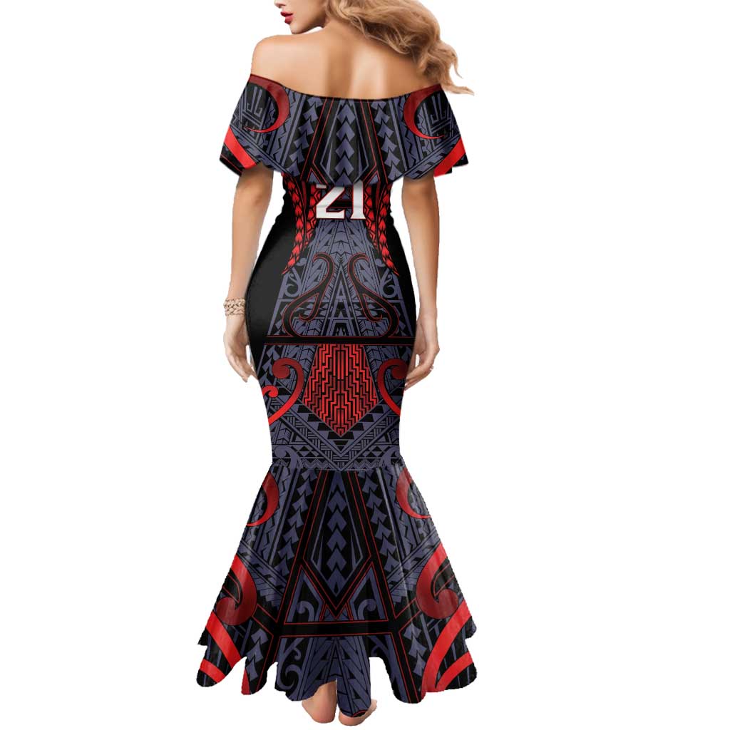 Custom New Zealand Family Matching Mermaid Dress and Hawaiian Shirt Maori Kiwiana Pattern Tukutuku Motif LT9 - Polynesian Pride