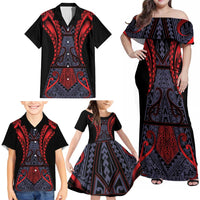 Custom New Zealand Family Matching Off Shoulder Maxi Dress and Hawaiian Shirt Maori Kiwiana Pattern Tukutuku Motif LT9 - Polynesian Pride
