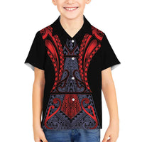 Custom New Zealand Family Matching Puletasi and Hawaiian Shirt Maori Kiwiana Pattern Tukutuku Motif LT9 Son's Shirt Red - Polynesian Pride