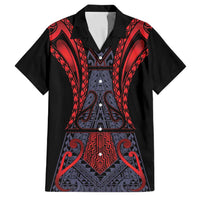 Custom New Zealand Family Matching Short Sleeve Bodycon Dress and Hawaiian Shirt Maori Kiwiana Pattern Tukutuku Motif LT9 Dad's Shirt - Short Sleeve Red - Polynesian Pride