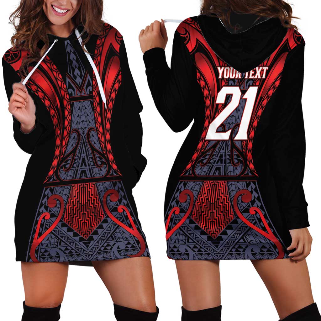 Custom New Zealand Hoodie Dress Maori Kiwiana Pattern Tukutuku Motif LT9 - Polynesian Pride