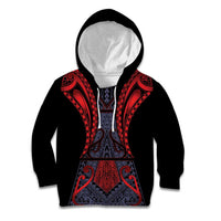 Custom New Zealand Kid Hoodie Maori Kiwiana Pattern Tukutuku Motif LT9 Hoodie Red - Polynesian Pride
