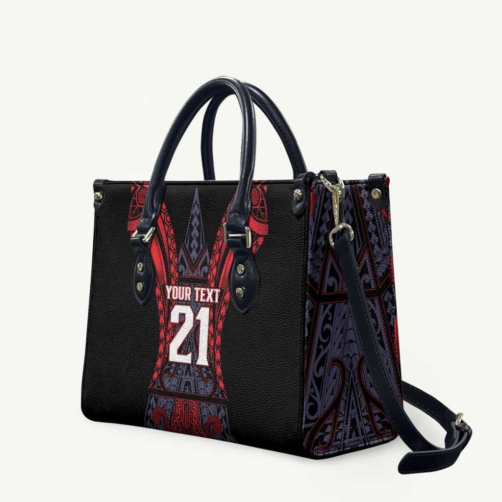 Custom New Zealand Leather Bag Maori Kiwiana Pattern Tukutuku Motif LT9 Red - Polynesian Pride