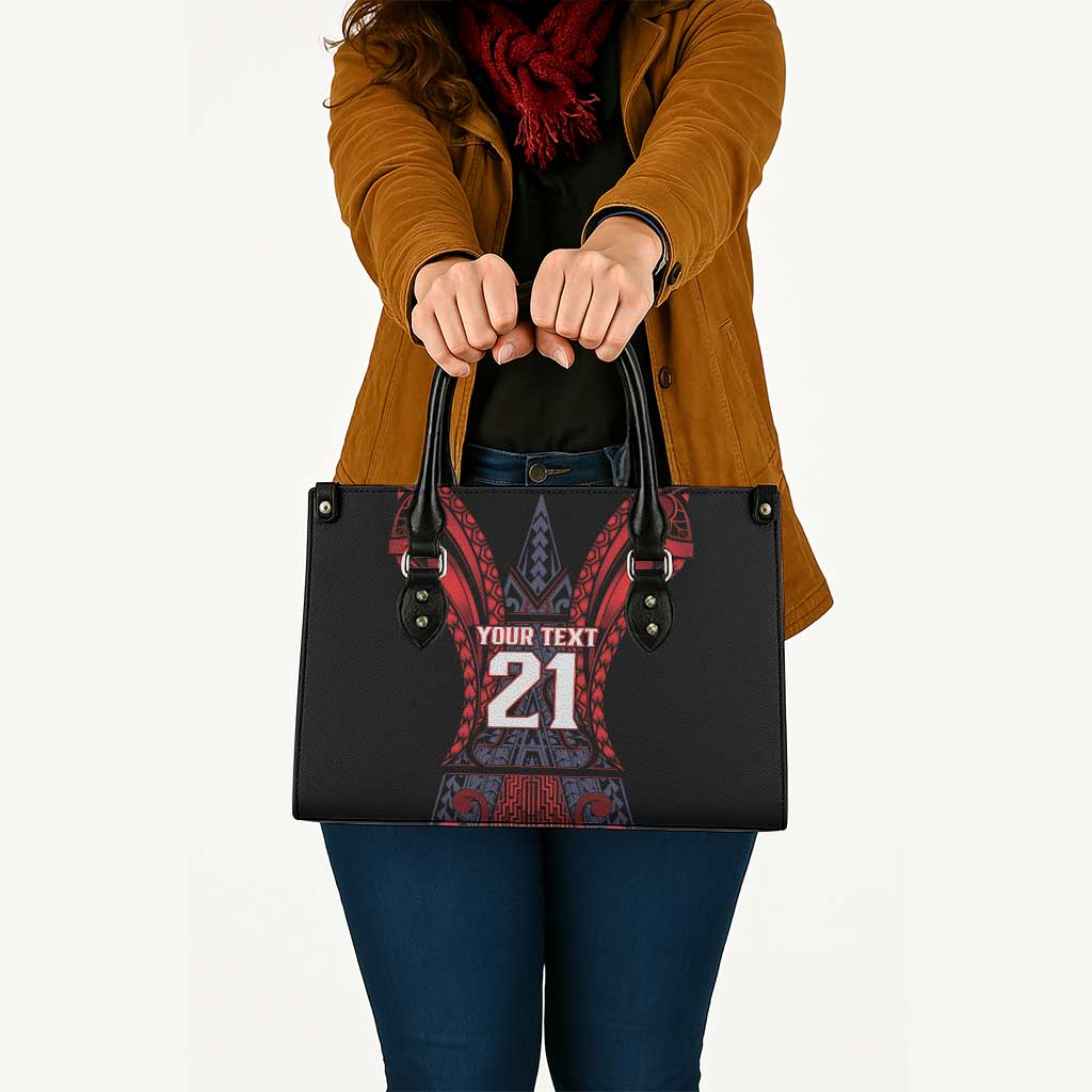 Custom New Zealand Leather Bag Maori Kiwiana Pattern Tukutuku Motif LT9 - Polynesian Pride