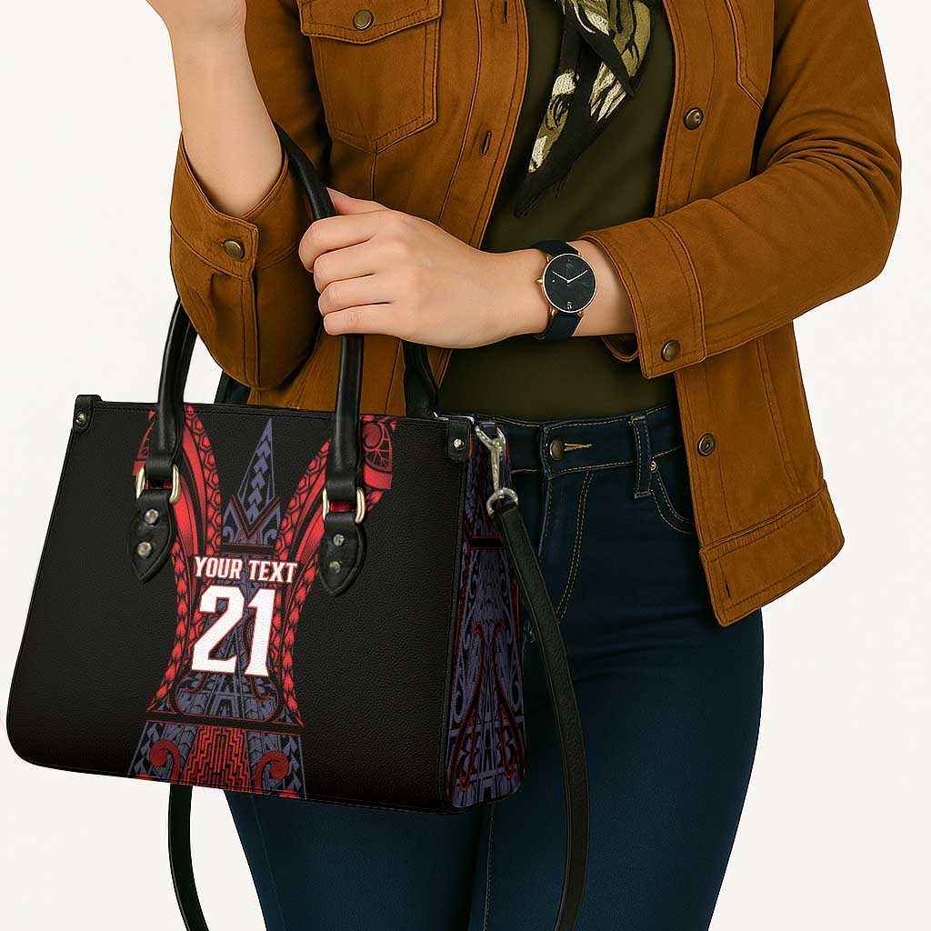 Custom New Zealand Leather Bag Maori Kiwiana Pattern Tukutuku Motif LT9 - Polynesian Pride
