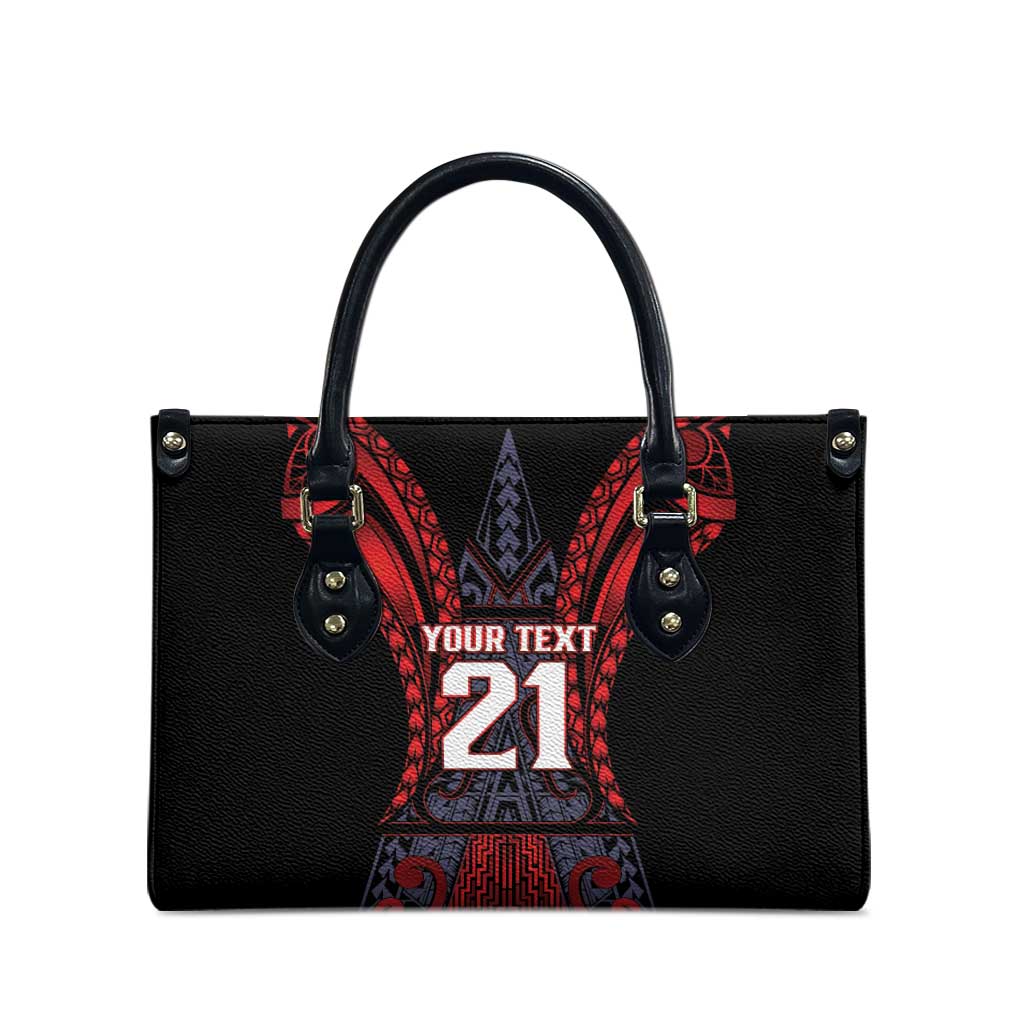 Custom New Zealand Leather Bag Maori Kiwiana Pattern Tukutuku Motif LT9 - Polynesian Pride