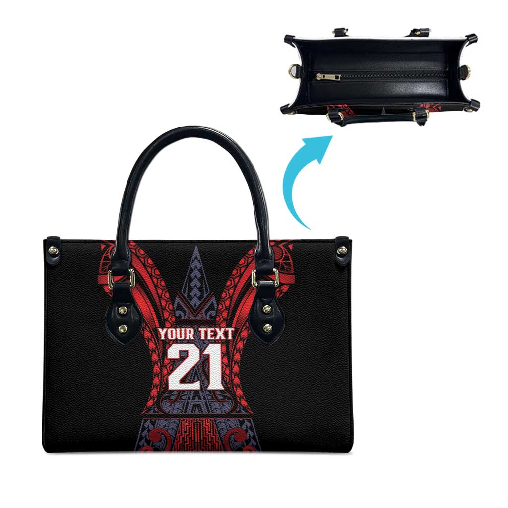 Custom New Zealand Leather Bag Maori Kiwiana Pattern Tukutuku Motif LT9 - Polynesian Pride