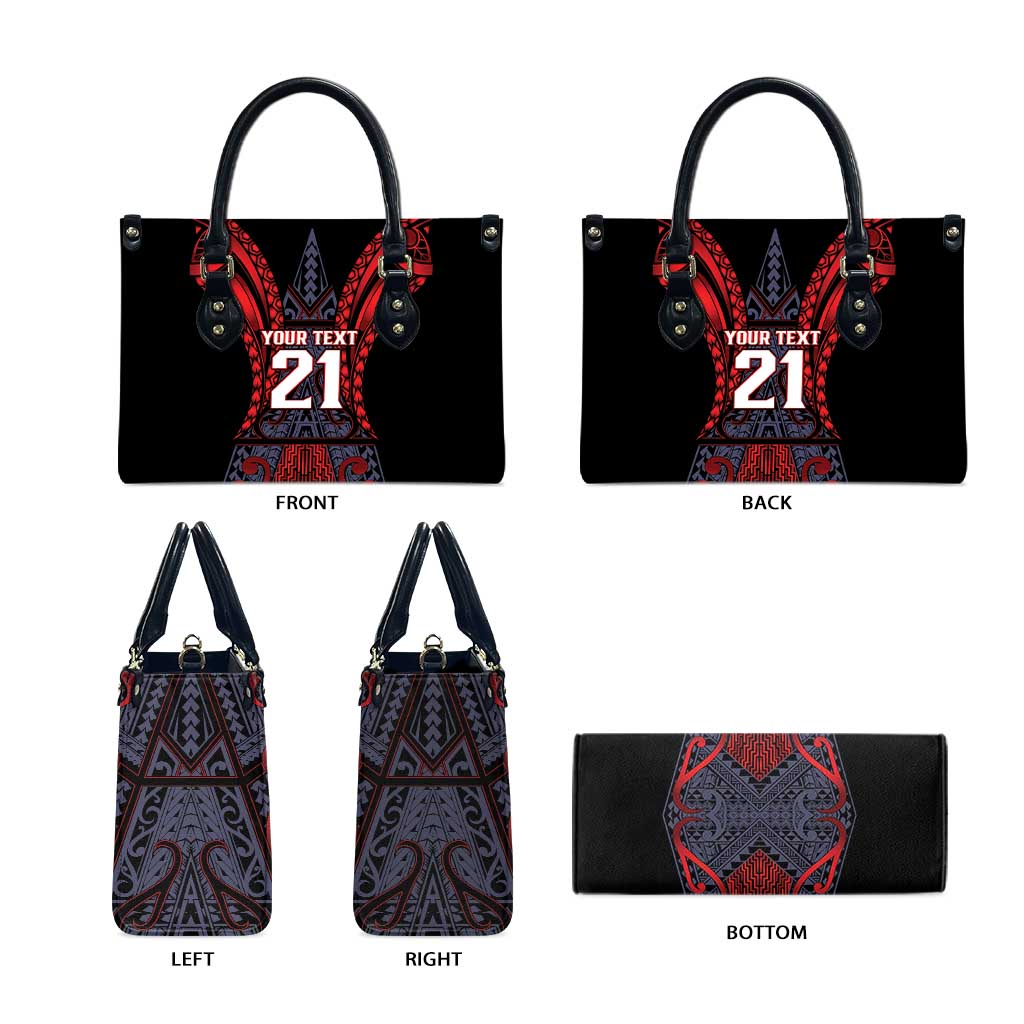 Custom New Zealand Leather Bag Maori Kiwiana Pattern Tukutuku Motif LT9 - Polynesian Pride
