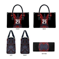 Custom New Zealand Leather Bag Maori Kiwiana Pattern Tukutuku Motif LT9 - Polynesian Pride