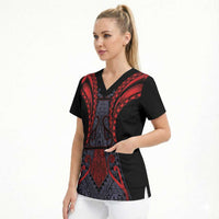 Custom New Zealand Scrub Top Maori Kiwiana Pattern Tukutuku Motif LT9 - Polynesian Pride
