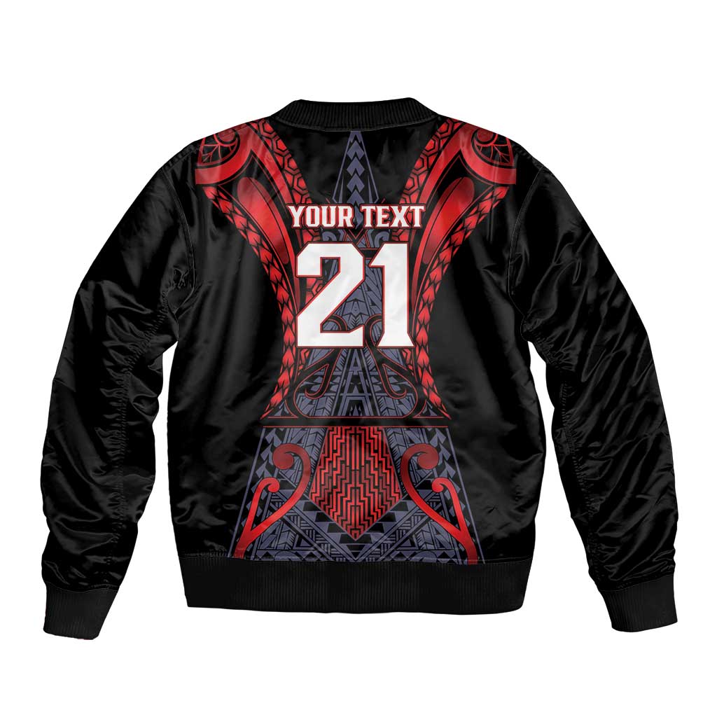 Custom New Zealand Sleeve Zip Bomber Jacket Maori Kiwiana Pattern Tukutuku Motif LT9 - Polynesian Pride