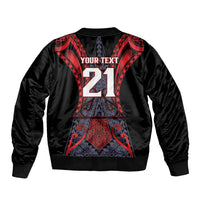 Custom New Zealand Sleeve Zip Bomber Jacket Maori Kiwiana Pattern Tukutuku Motif LT9 - Polynesian Pride