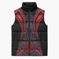 Custom New Zealand Sleeveless Puffer Jacket Maori Kiwiana Pattern Tukutuku Motif