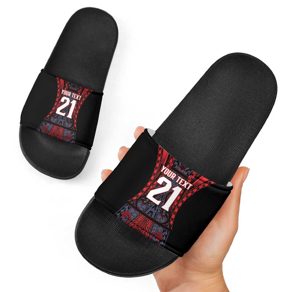 Custom New Zealand Slide Sandals Maori Kiwiana Pattern Tukutuku Motif