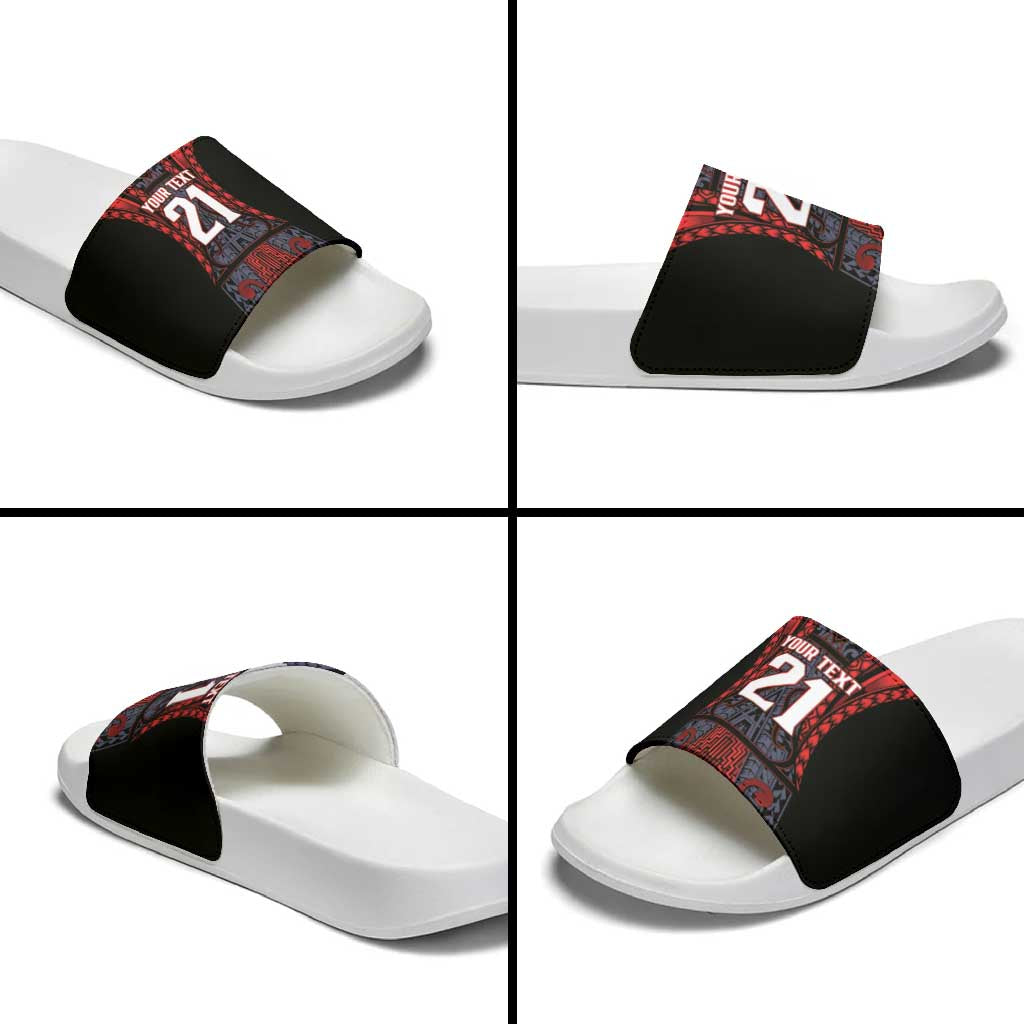 Custom New Zealand Slide Sandals Maori Kiwiana Pattern Tukutuku Motif