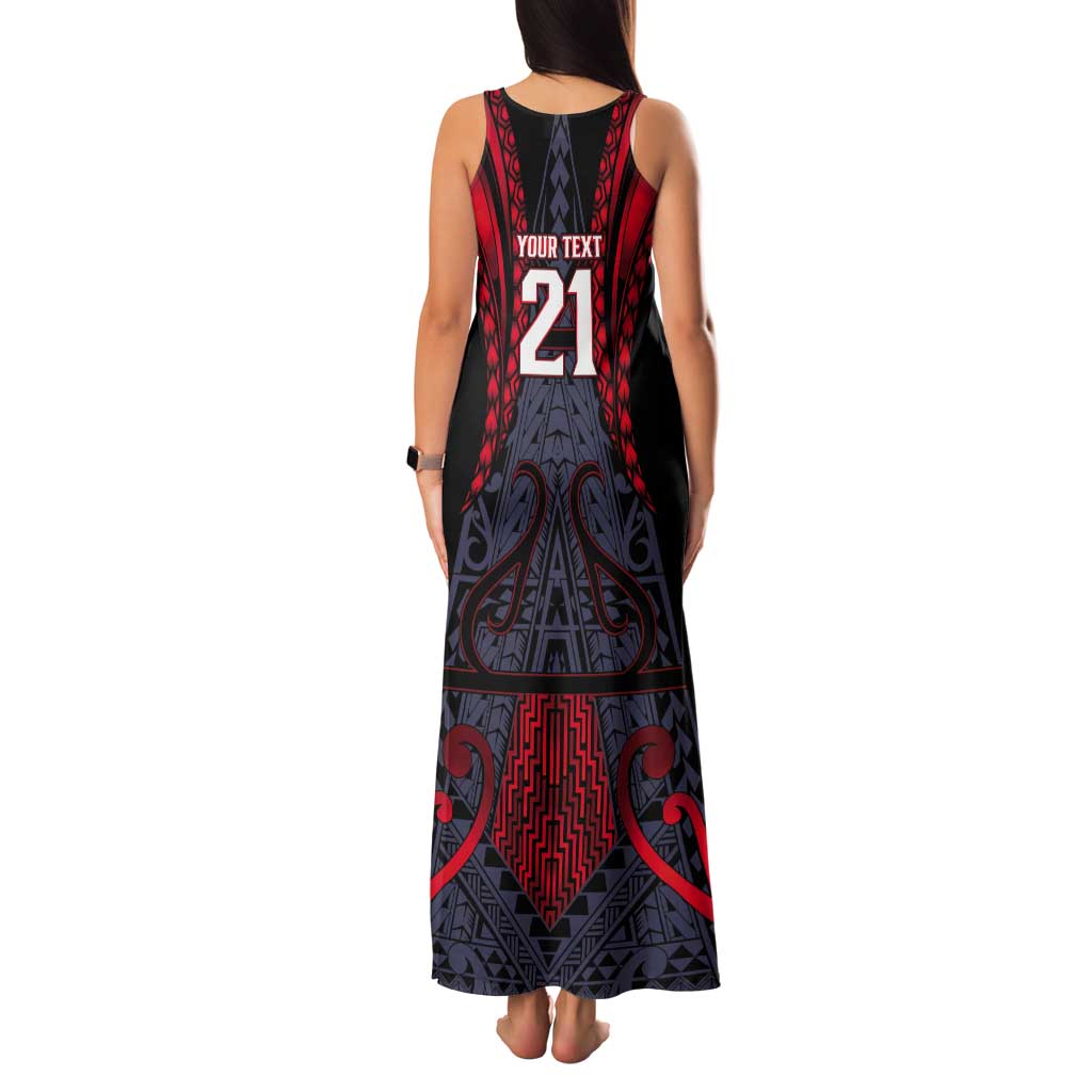 Custom New Zealand Tank Maxi Dress Maori Kiwiana Pattern Tukutuku Motif LT9 - Polynesian Pride