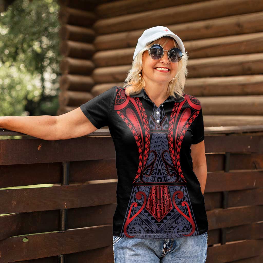 Custom New Zealand Women Polo Shirt Maori Kiwiana Pattern Tukutuku Motif LT9 - Polynesian Pride