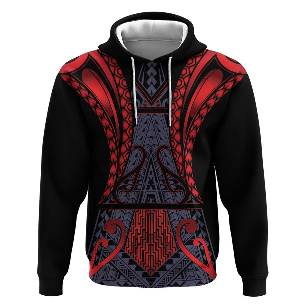 Custom New Zealand Zip Hoodie Maori Kiwiana Pattern Tukutuku Motif LT9 Pullover Hoodie Red - Polynesian Pride
