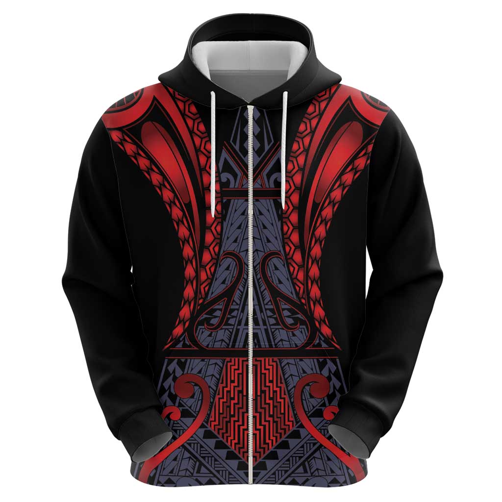Custom New Zealand Zip Hoodie Maori Kiwiana Pattern Tukutuku Motif LT9 - Polynesian Pride