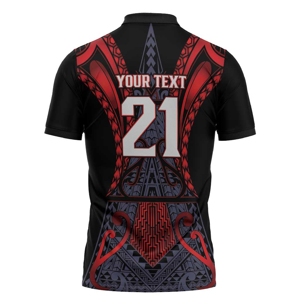 Custom New Zealand Zipper Polo Shirt Maori Kiwiana Pattern Tukutuku Motif LT9 - Polynesian Pride