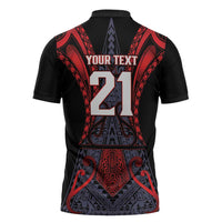 Custom New Zealand Zipper Polo Shirt Maori Kiwiana Pattern Tukutuku Motif LT9 - Polynesian Pride