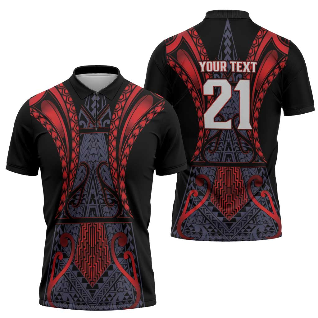 Custom New Zealand Zipper Polo Shirt Maori Kiwiana Pattern Tukutuku Motif LT9 - Polynesian Pride