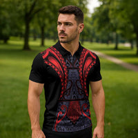Custom New Zealand Zipper Polo Shirt Maori Kiwiana Pattern Tukutuku Motif LT9 - Polynesian Pride