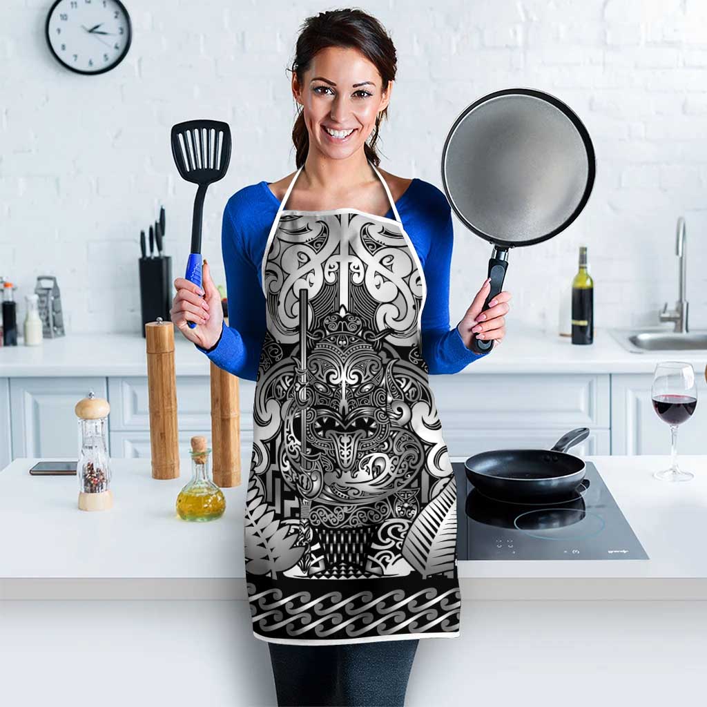 New Zealand Taiaha Maori Apron Kiwikiwi Minimalist Silver Fern Tukutuku Motif LT9 - Polynesian Pride