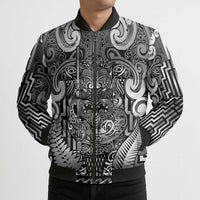 Custom New Zealand Taiaha Maori Bomber Puffer Jacket Kiwikiwi Minimalist Silver Fern Tukutuku Motif LT9 - Polynesian Pride