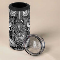 Custom New Zealand Taiaha Maori 4 in 1 Can Cooler Tumbler Kiwikiwi Minimalist Silver Fern Tukutuku Motif LT9 - Polynesian Pride